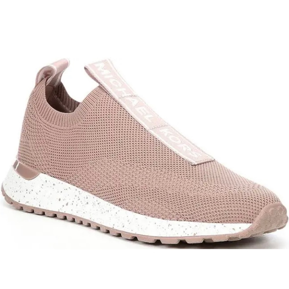 24 HOUR SALE Michael Kors Bodie Stretch Knit Slip-On Sneakers, Womens, 10M, Fawn
